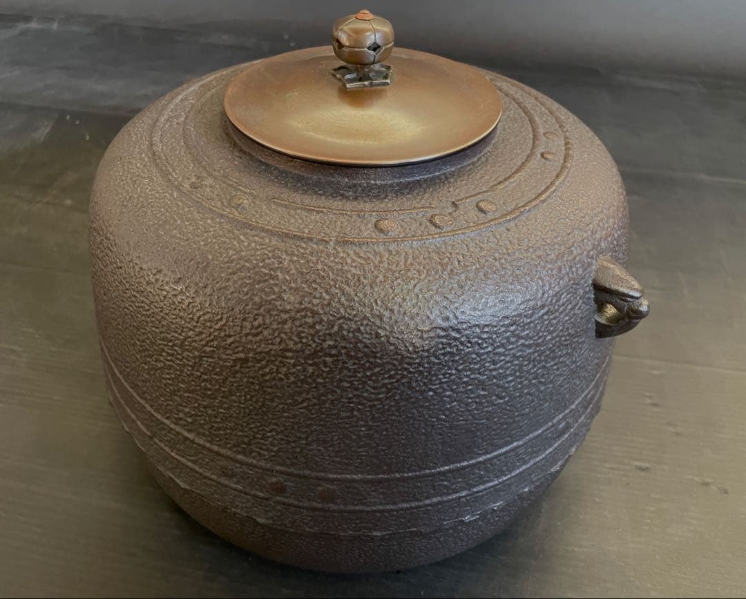 Kikuchi Masamitsu Mandaiya Iron Kama Tea Kettle Arare Pattern Unused Tomobako