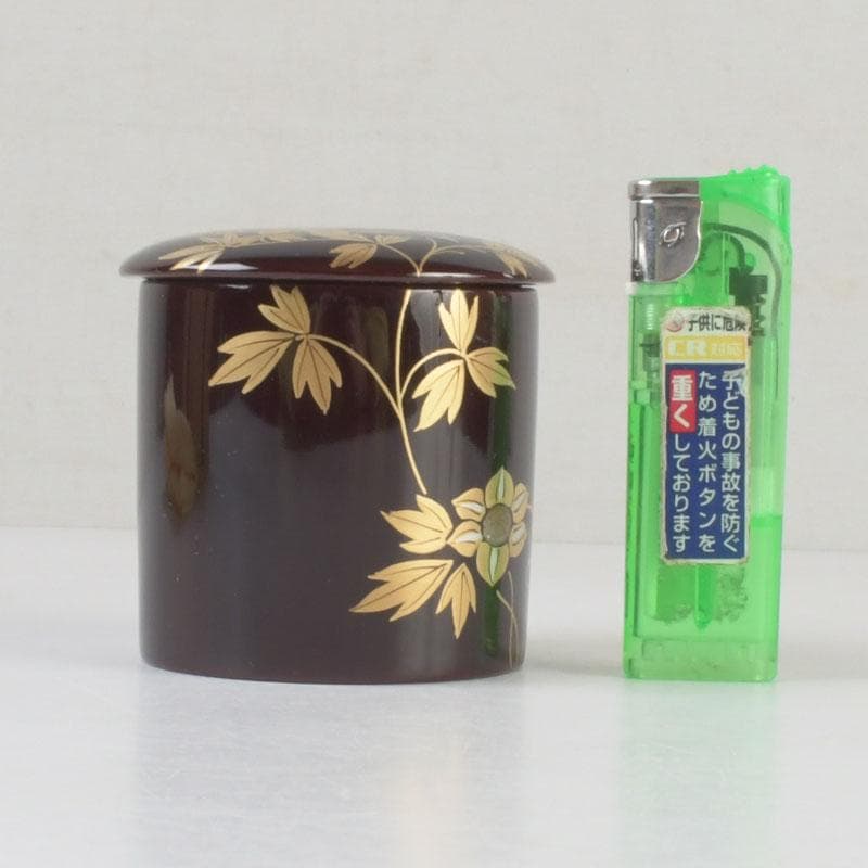 Kinrinji Maki-e Lacquer Natsume Tea Caddy by Yusai — Autumn Grasses on Tame-nuri, Signed Box