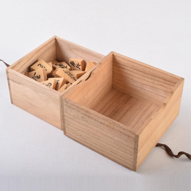 Vintage Shogi Set by Isshin, Boxwood Lacquer Pieces with Storage Box