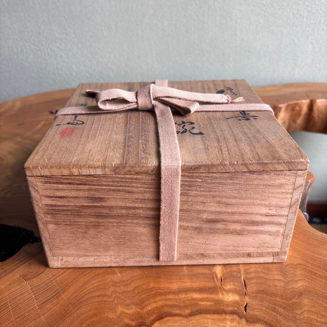 Shigaraki Hira-Chawan by Rakusai — Natural Ash Glaze with Bidoro, Signed Wood Box