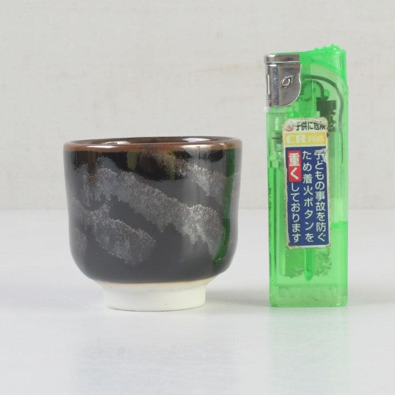 Tenmoku Guinomi Sake Cup by Aoki Ryuzan Order of Culture Laureate Arita Porcelain Signed Tomobako Japan
