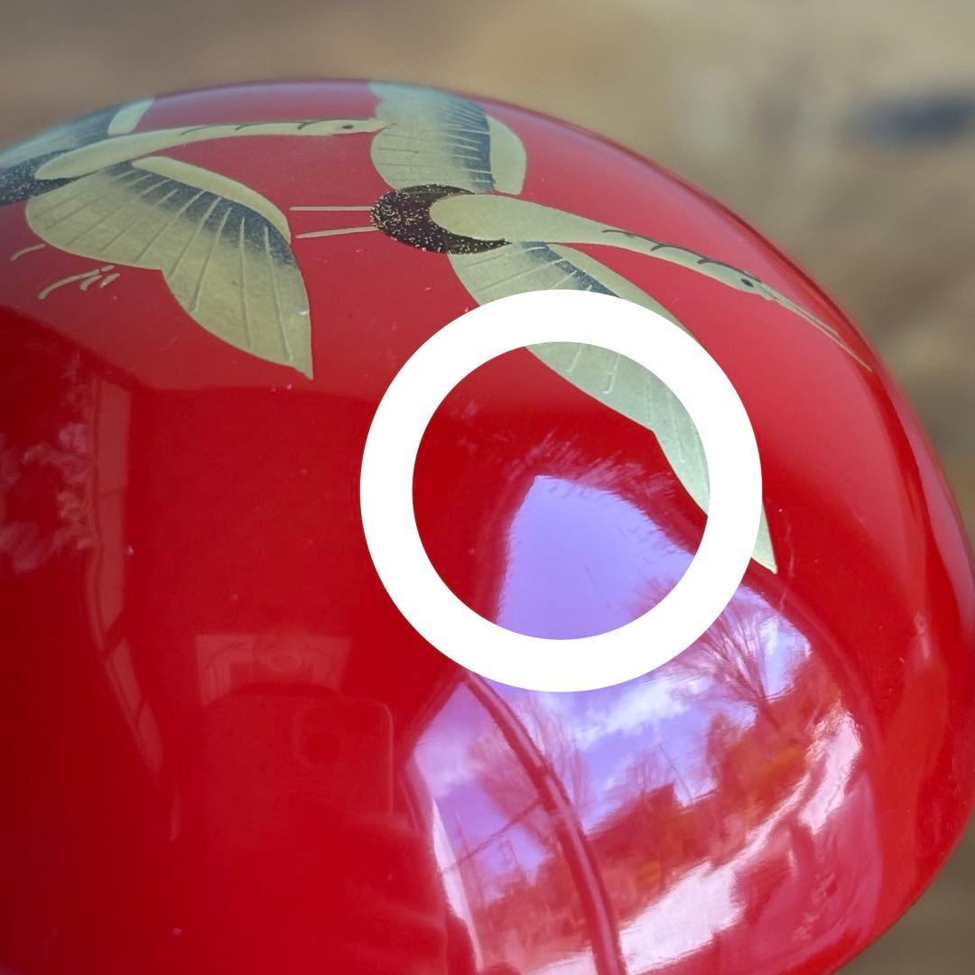 Miyata Sokei Tombo Maki-e Natsume — Echizen Master, Spherical Vermillion with Gold Dragonfly, Signed Box