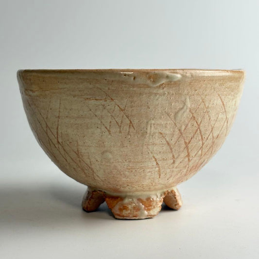 12th Gen Tsuchiya Rokuroemon Susa-Karatsu-Hagi Chawan - Split Foot Warikodai Tea Bowl