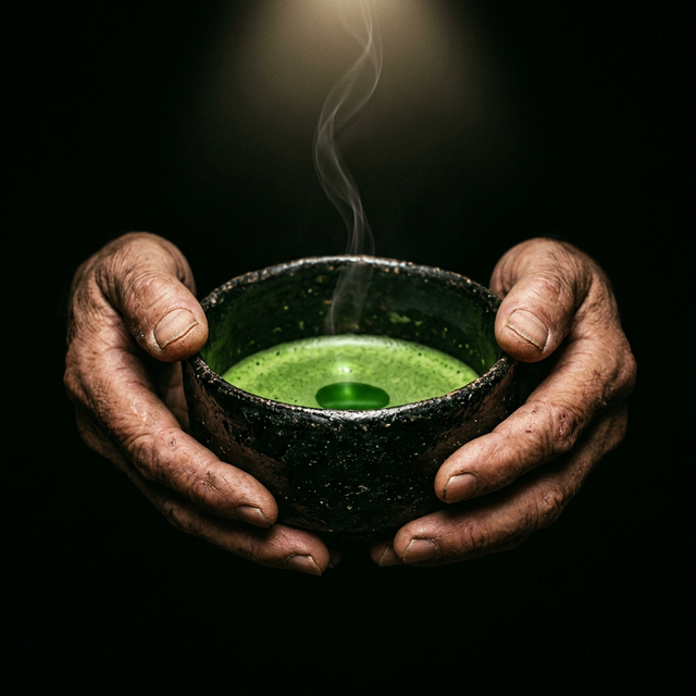 Quiet Japanese tea bowl in soft light for The Tea of No-Tea Zen Tea archive entry