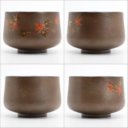 Tatsuta River Maki-e Lacquer Tea Bowl by Yoshida Kasei - Nashiji Interior