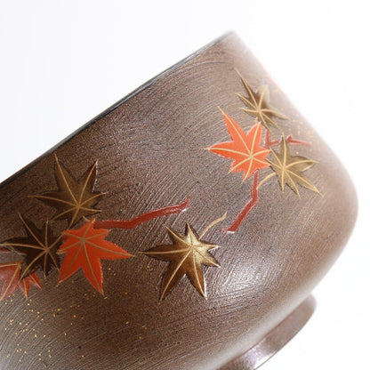 Tatsuta River Maki-e Lacquer Tea Bowl by Yoshida Kasei - Nashiji Interior