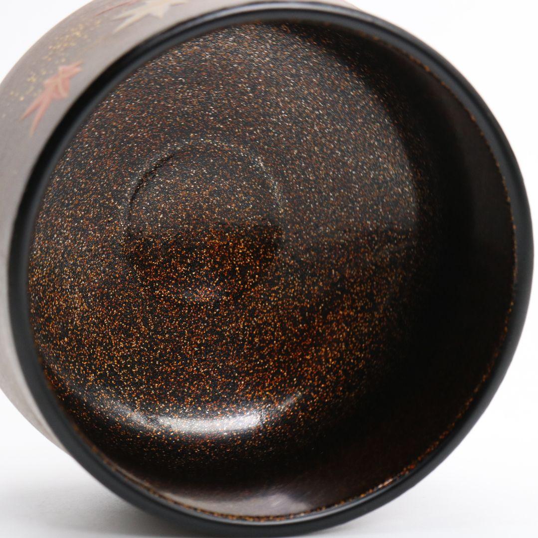 Tatsuta River Maki-e Lacquer Tea Bowl by Yoshida Kasei - Nashiji Interior