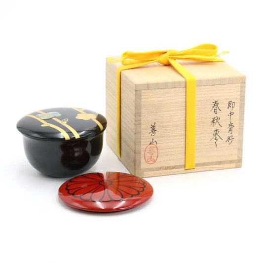 Zenzan Spring Autumn Natsume Lacquer Tea Caddy - Sokuchu-sai Urasenke Style
