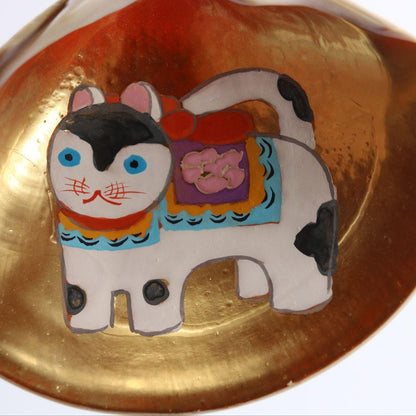 Gold-Leaf Clam Shell Kogo with Inu-Hariko Dog Motif by Socho