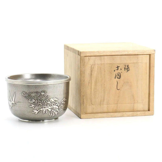 Four Gentlemen Tin Kensui by Daimaru Seisei — Shippo Openwork Lid