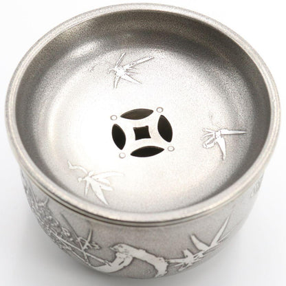 Four Gentlemen Tin Kensui by Daimaru Seisei — Shippo Openwork Lid