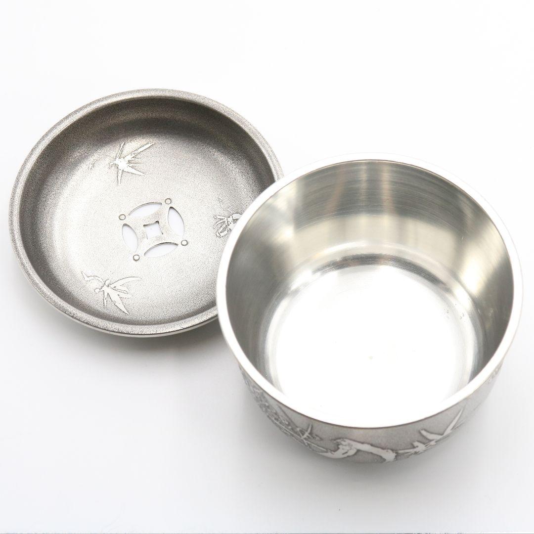 Four Gentlemen Tin Kensui by Daimaru Seisei — Shippo Openwork Lid