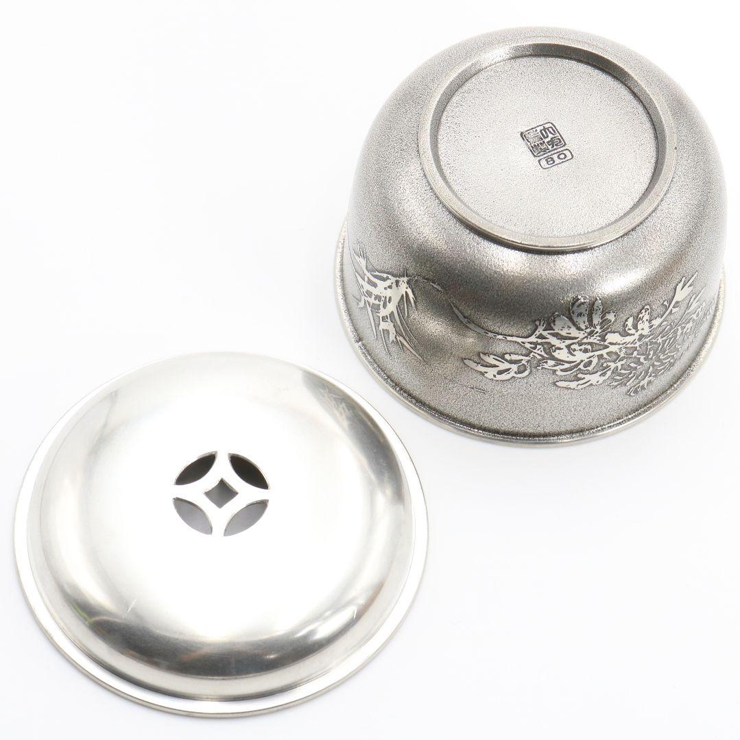 Four Gentlemen Tin Kensui by Daimaru Seisei — Shippo Openwork Lid