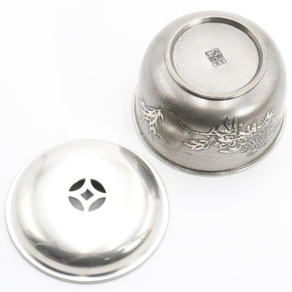 Four Gentlemen Tin Kensui by Daimaru Seisei — Shippo Openwork Lid