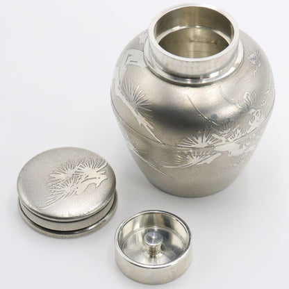 Iwakiri Bikodo Satsuma Tin Tea Canister — Pine Tree Relief Suzuki Chashinka