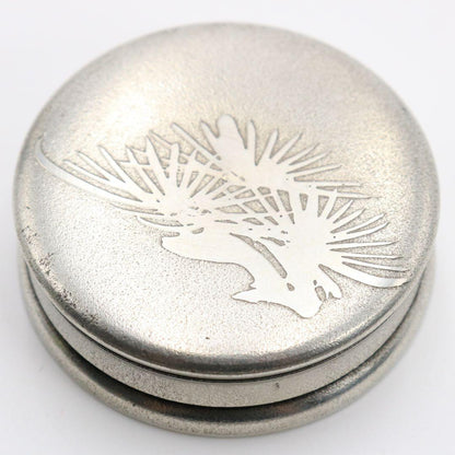 Iwakiri Bikodo Satsuma Tin Tea Canister — Pine Tree Relief Suzuki Chashinka