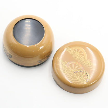 Dojo Soko White Lacquer Genji Cart Wheel Maki-e Ohira Natsume Tea Caddy