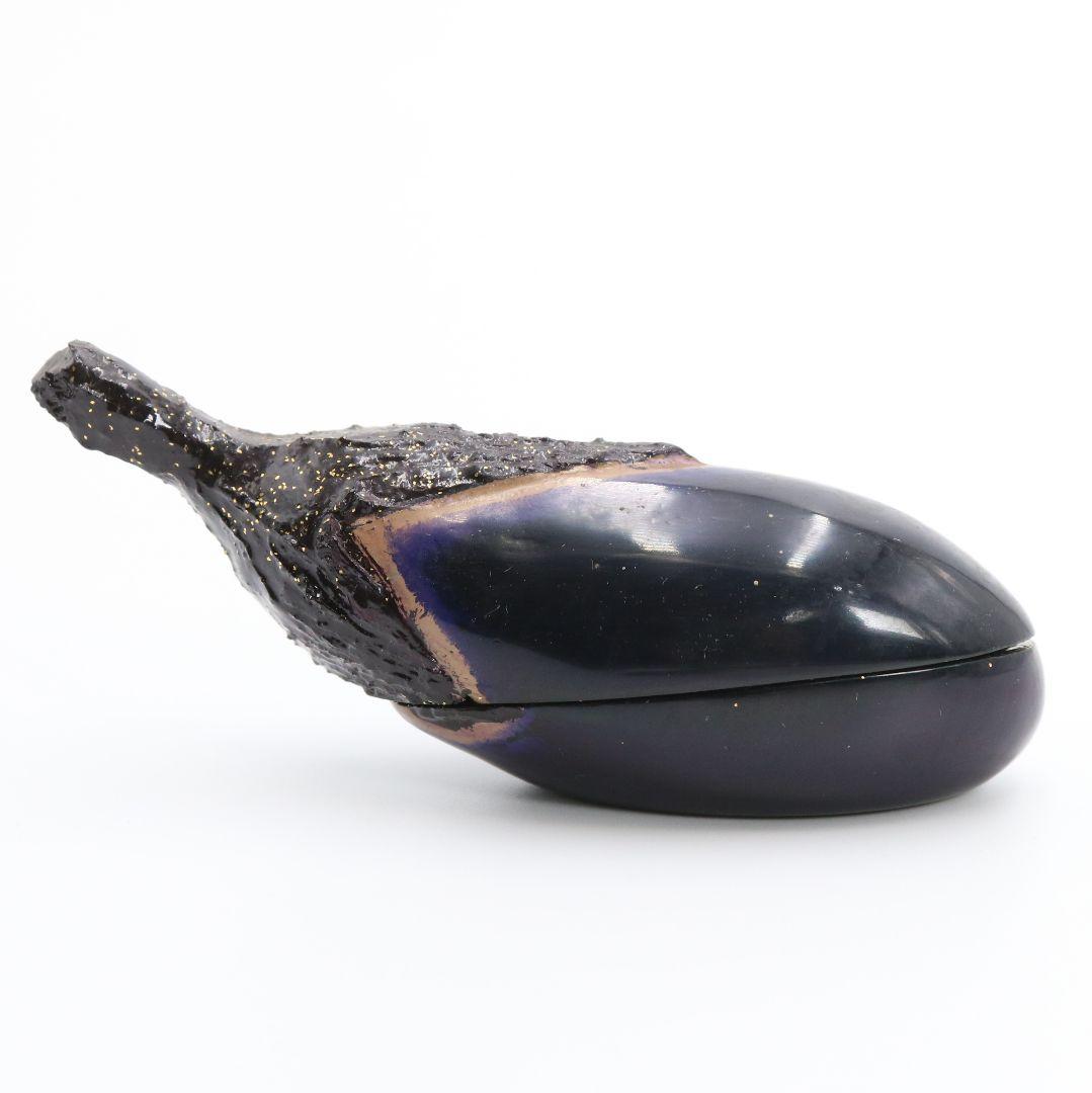 Matsui Yoshiko Wajima Lacquer Kanshitsu Eggplant Incense Container Kogo