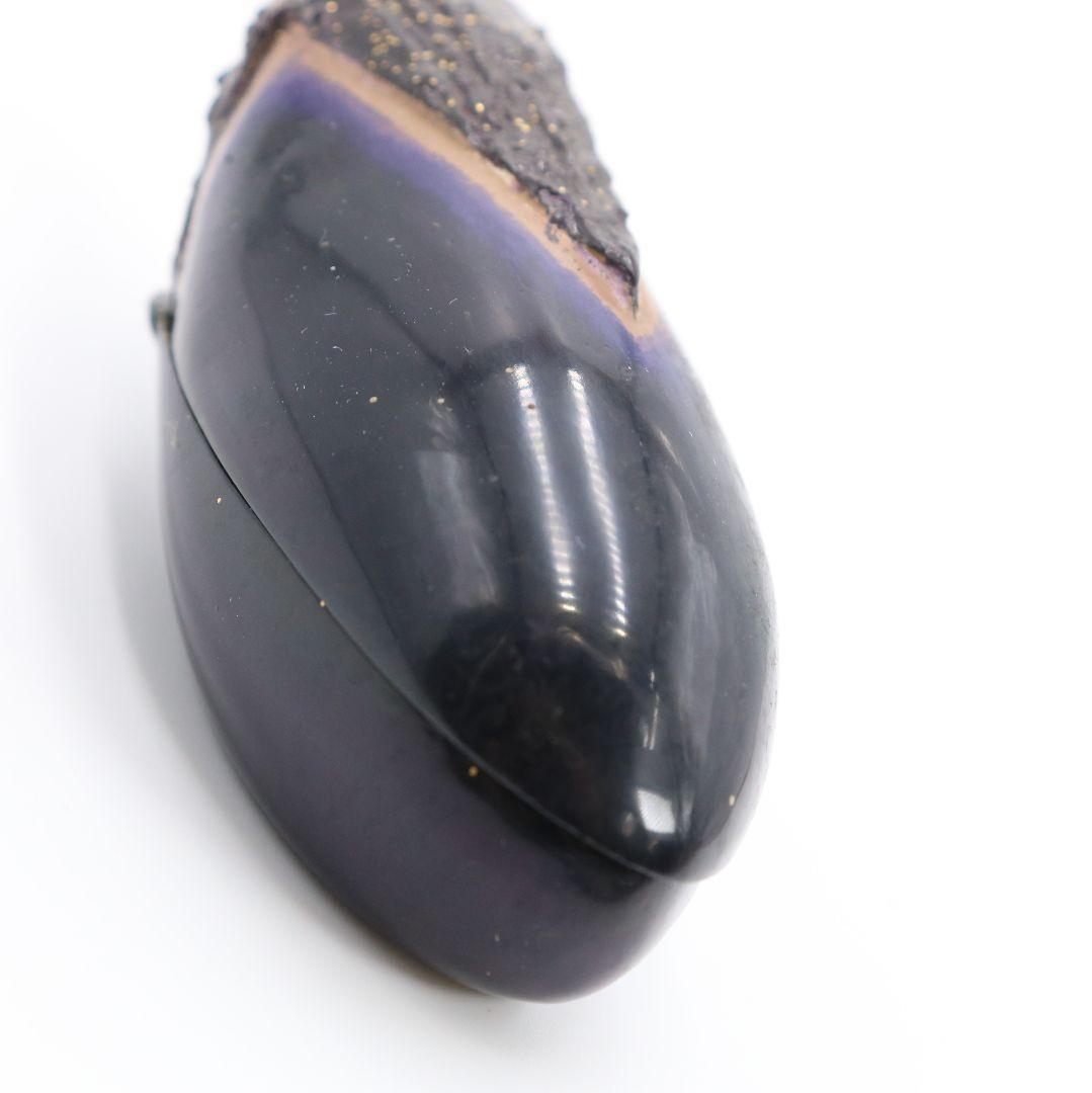Matsui Yoshiko Wajima Lacquer Kanshitsu Eggplant Incense Container Kogo