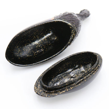 Matsui Yoshiko Wajima Lacquer Kanshitsu Eggplant Incense Container Kogo