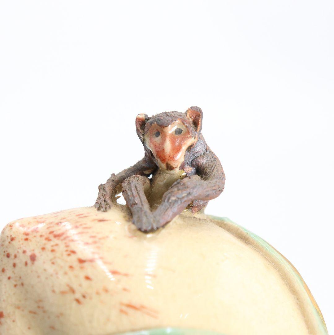 Shozan Ninsei-Style Monkey on Peach Kogo — Kyoto Incense Container