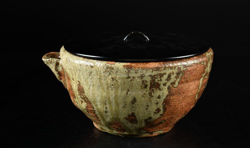 Shibu-Kamiko Katakuchi Bowl by Tsubojima Dohei — Hironaga Kiln, Lacquer Lid, Signed Wooden Box