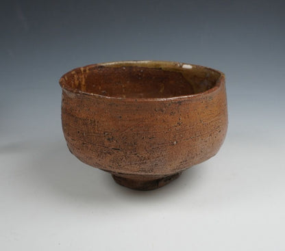 Iga-Style Wood-Fired Chawan with Ash-Glaze Drips — Japanese Tea Bowl with Protective Wooden Box