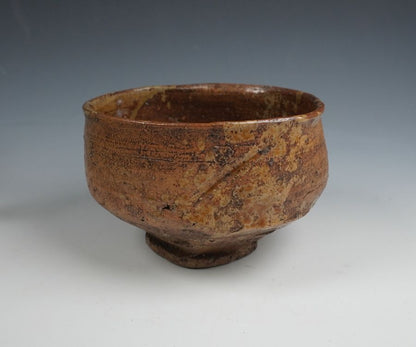 Iga-Style Wood-Fired Chawan with Ash-Glaze Drips — Japanese Tea Bowl with Protective Wooden Box
