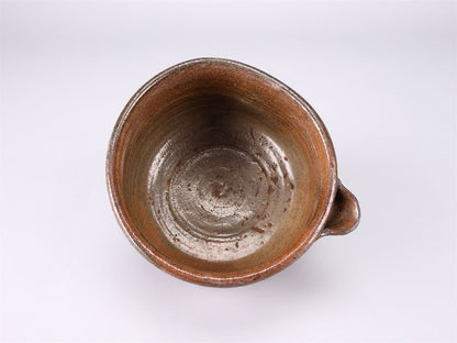 E-Karatsu Iron-Painted Katakuchi Pouring Bowl — Karatsu Stoneware with Associated Wooden Box