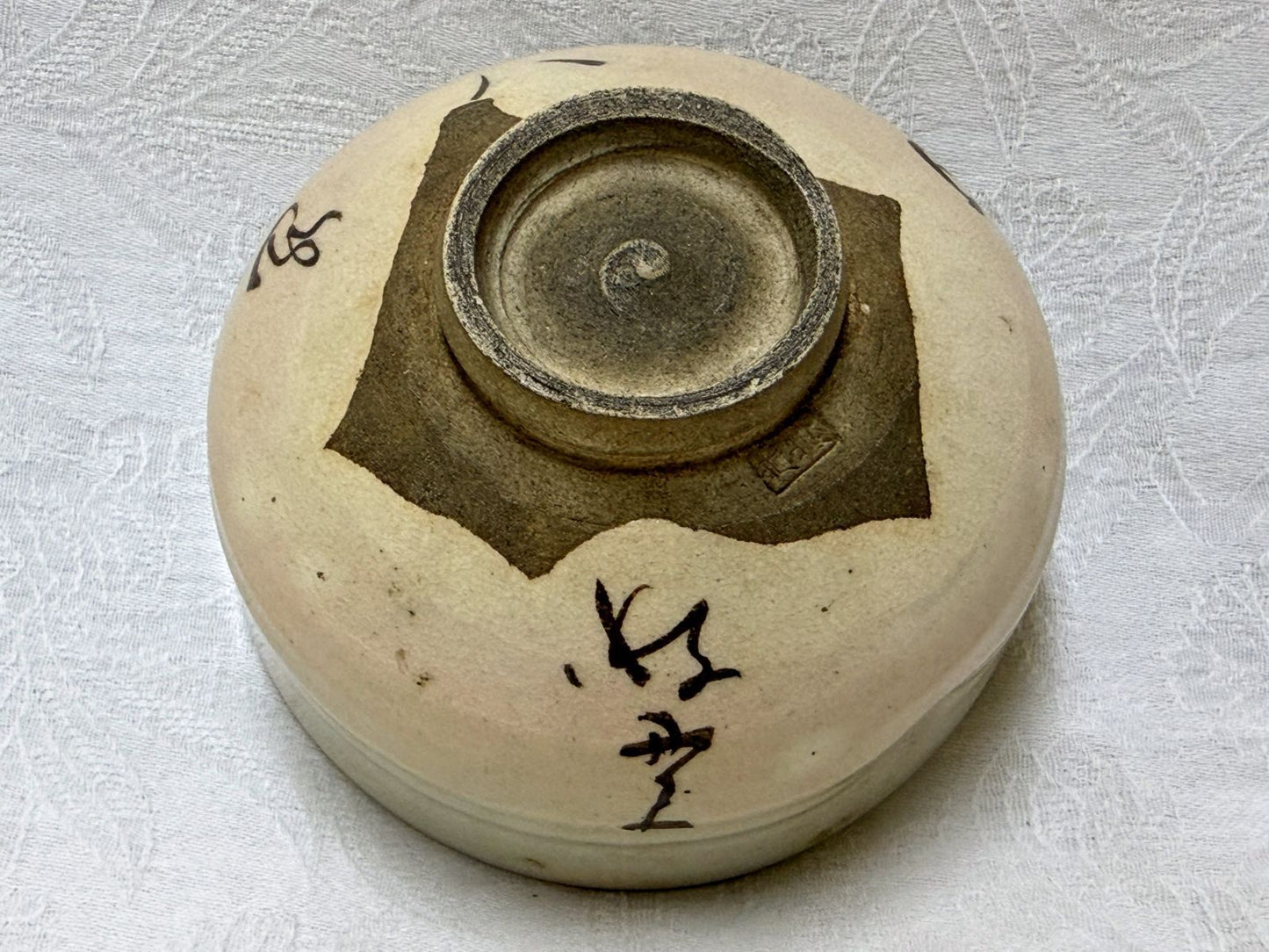 Arashiyama-yaki Matcha Tea Bowl with Basho Haiku Calligraphy — Daihi-kaku Temple Utensil, Signed Box