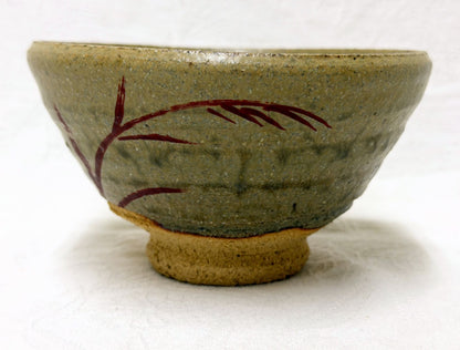 Suzuki Hachiro Kare-no Chawan — Seto Ash-Glazed Tea Bowl with Iron Bamboo, Tomobako
