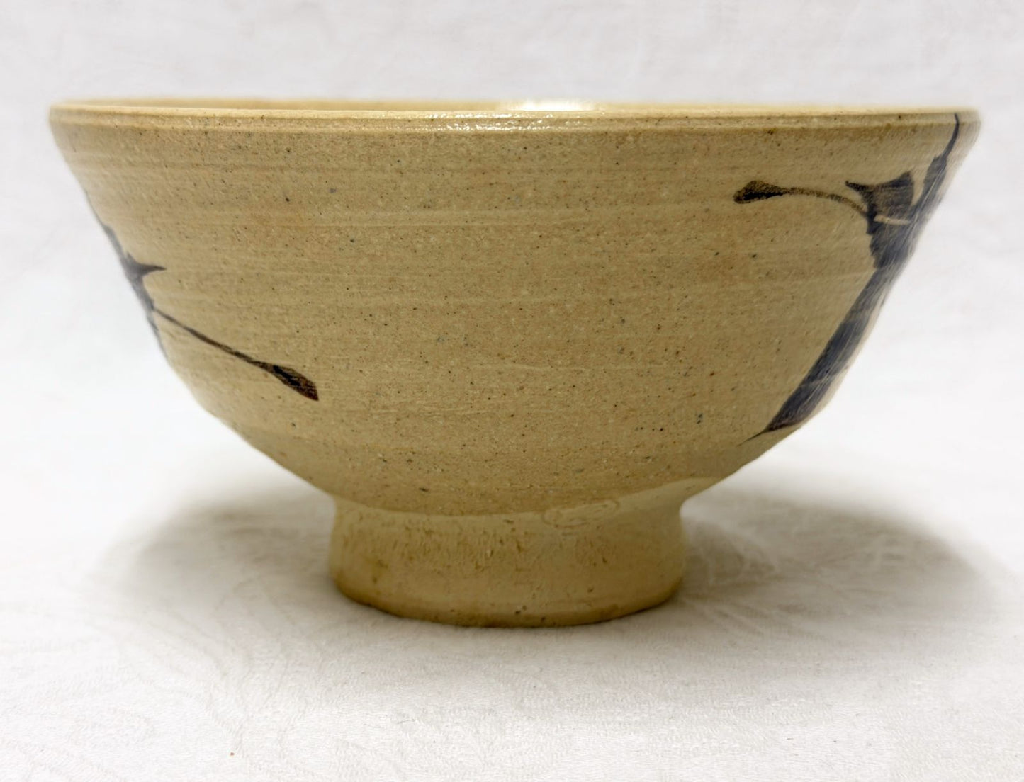 Iron-Painted Maple Leaf Chawan by Kuroki Gicao — Otsuda River Tea Bowl, Signed Tomobako