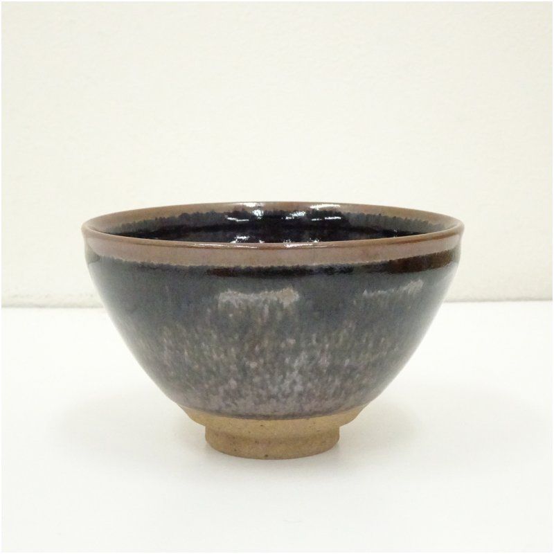 Tenmoku Tea Bowl by Shibata Masuzo - Oil Spot Glaze Japanese Chawan with Signed Box