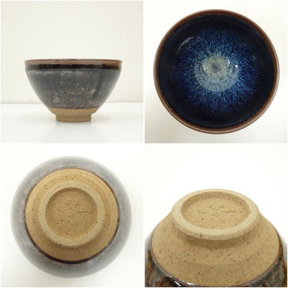 Tenmoku Tea Bowl by Shibata Masuzo - Oil Spot Glaze Japanese Chawan with Signed Box