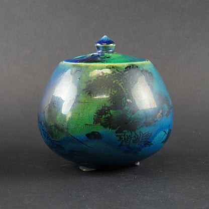 Kyo-Sansai Incense Burner by Kato Takehiro - Kiyomizu Ware Four Guardians Landscape Koro