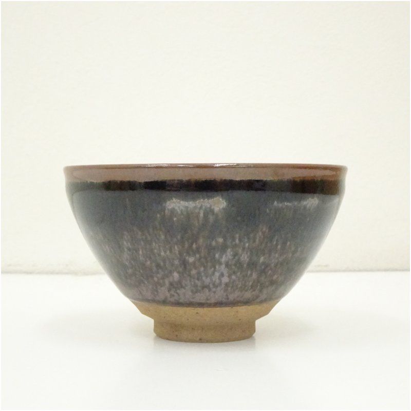 Tenmoku Tea Bowl by Shibata Masuzo - Oil Spot Glaze Japanese Chawan with Signed Box