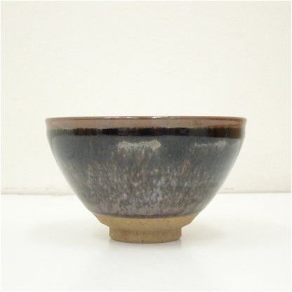 Tenmoku Tea Bowl by Shibata Masuzo - Oil Spot Glaze Japanese Chawan with Signed Box