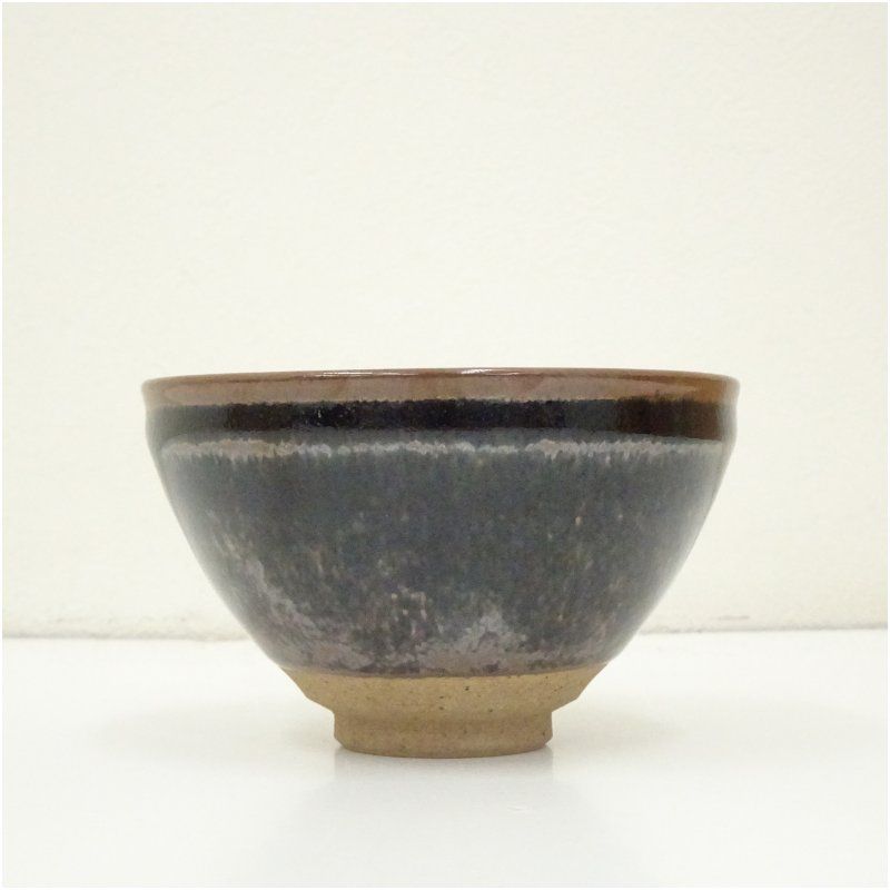 Tenmoku Tea Bowl by Shibata Masuzo - Oil Spot Glaze Japanese Chawan with Signed Box