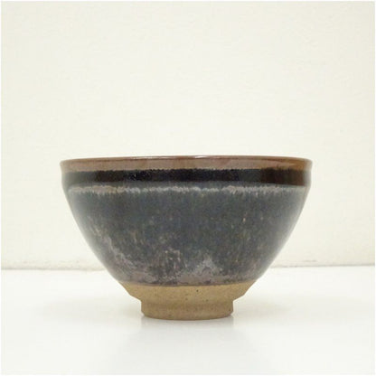 Tenmoku Tea Bowl by Shibata Masuzo - Oil Spot Glaze Japanese Chawan with Signed Box