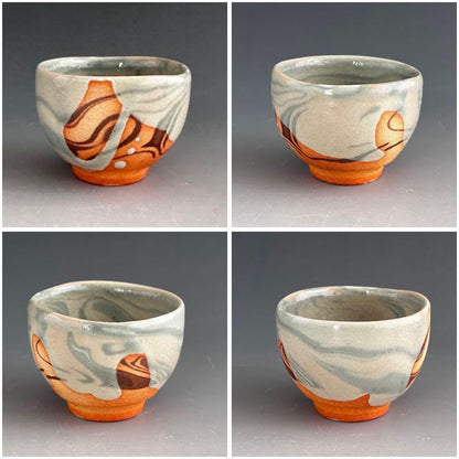 Neriage Sake Cup by Tsukioka Saburo - Marbled Clay Guinomi