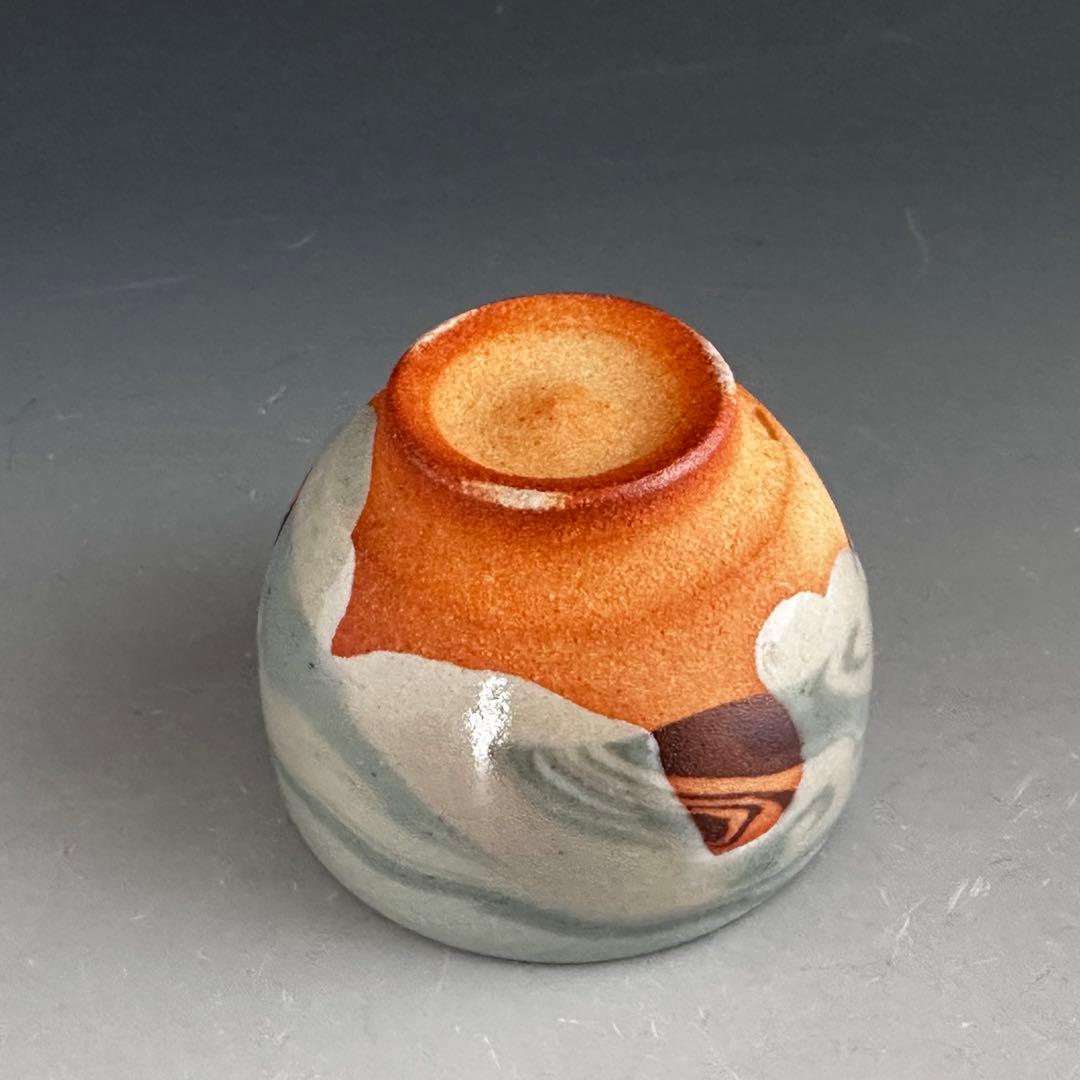 Neriage Sake Cup by Tsukioka Saburo - Marbled Clay Guinomi