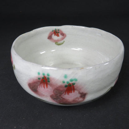 Camellia Pattern Tea Bowl by Kiyomi - Tsubaki Design Chawan with Signed Box for Tea Ceremony