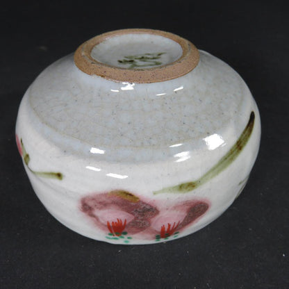 Camellia Pattern Tea Bowl by Kiyomi - Tsubaki Design Chawan with Signed Box for Tea Ceremony