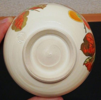Iro-e Persimmon Chawan by Nakamura Yoshihisa Tofuku Kiln with Signed Box