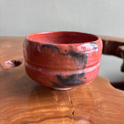 Aka Raku Chawan Matsukaze — Sasaki Shouraku, Kyoto Raku Kiln, Signed Box