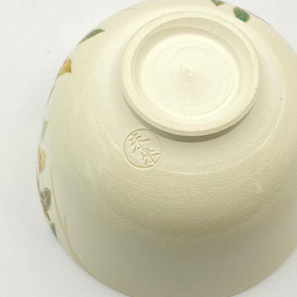 Iro-e Komurasaki Chawan by Fukumoto Miki, Kyo-yaki Tea Bowl with Signed Box