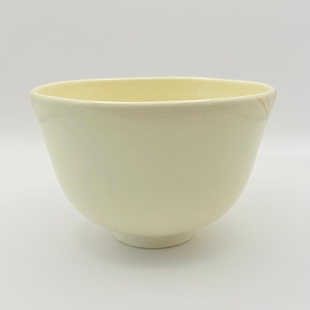 Iro-e Komurasaki Chawan by Fukumoto Miki, Kyo-yaki Tea Bowl with Signed Box