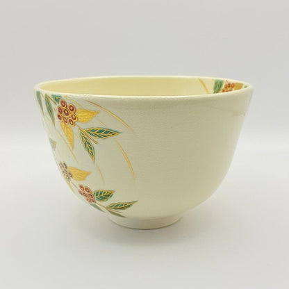Iro-e Komurasaki Chawan by Fukumoto Miki, Kyo-yaki Tea Bowl with Signed Box