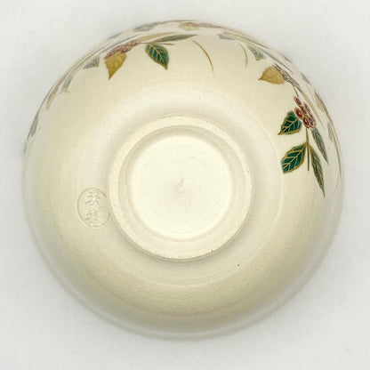 Iro-e Komurasaki Chawan by Fukumoto Miki, Kyo-yaki Tea Bowl with Signed Box