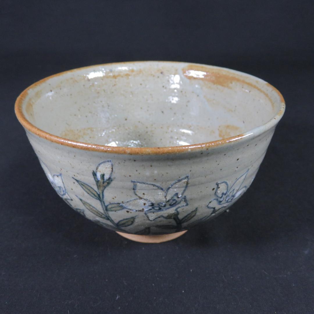 Bellflower Kikyo Chawan - Japanese Autumn Tea Bowl with Signed Wooden Box